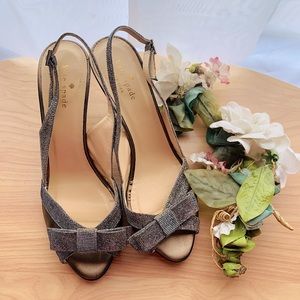 Kate Spade✨”Charm” Glitter Bow Slingback Glistening Strappy Heels